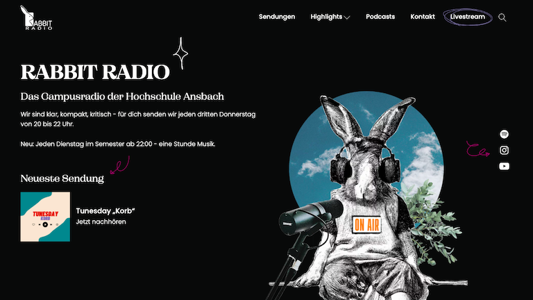 Screenshot Website Rabbit Radio